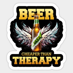 Beer is cheaper than Therapy - Dark Version 1 Sticker